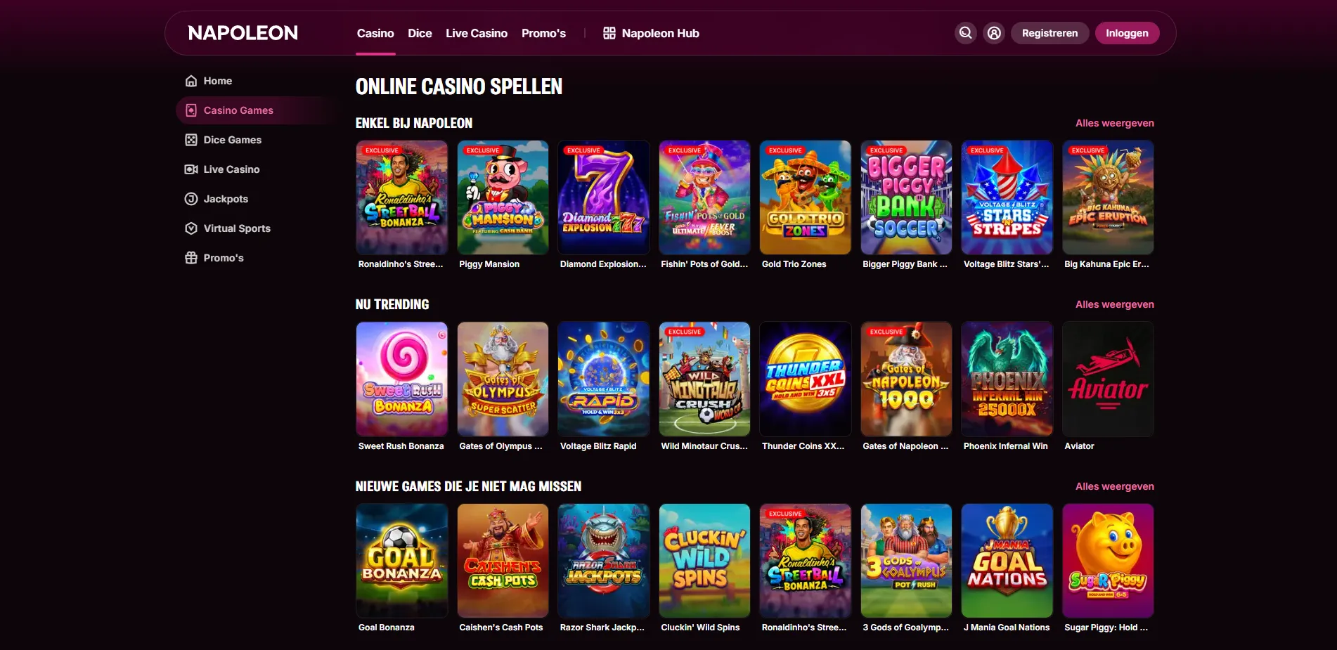 Populaire spellen bij casino online Belgie